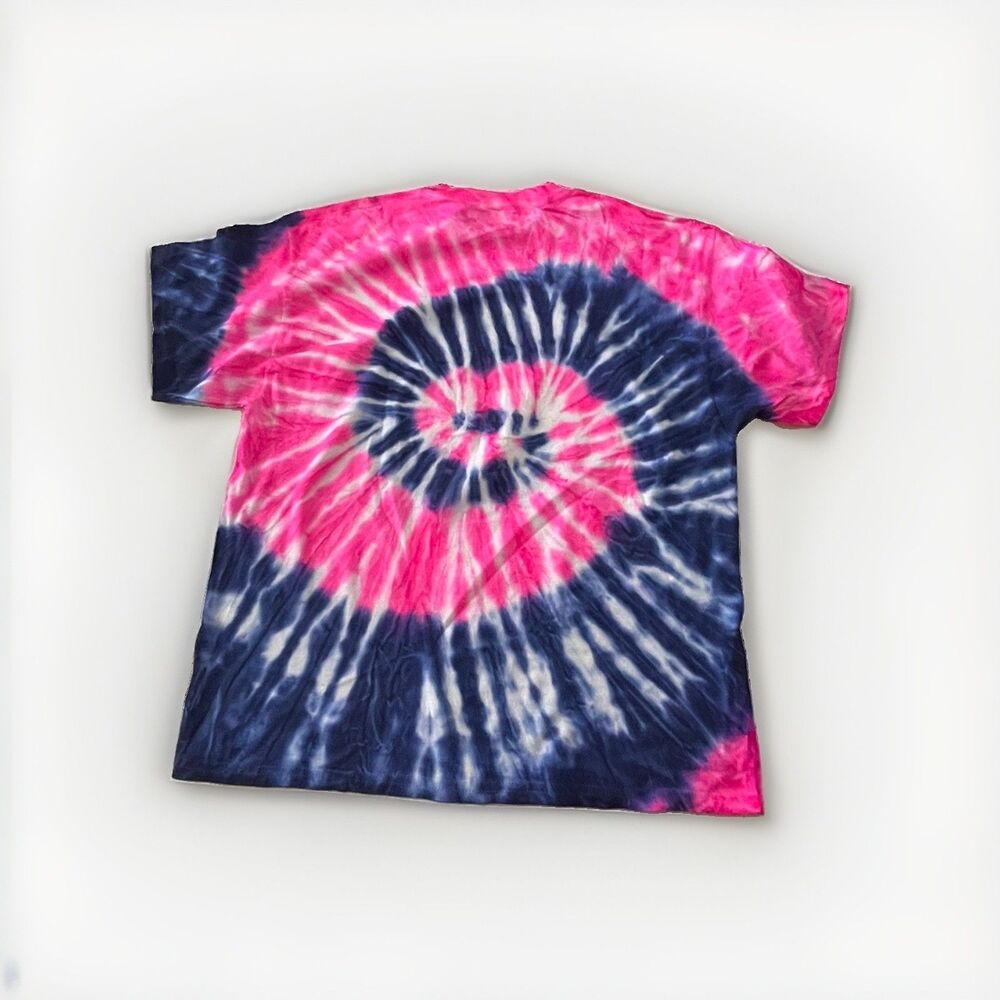 Be Kind Tie Dye Graphic T-Shirt Women Large Pink Navy Spiral Short Sleeve USA - Picture 2 of 3